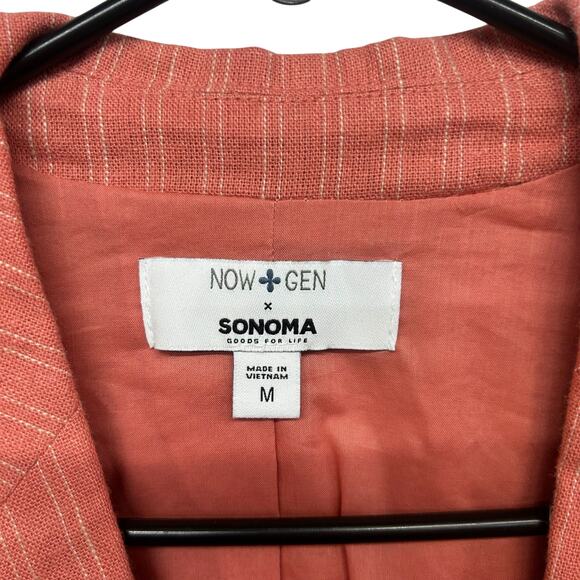 Sonoma Rust Linen Blend Pinstripe Blazer M Modern Vintage Workwear Academia Fall - Picture 5 of 7